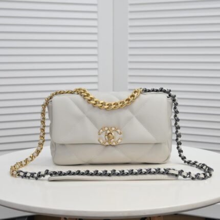 Chanel Lambskin Quilted Small 19 Flap Shoulder Bag Handbag