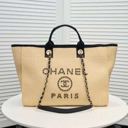 Chanel Cruise Chain Straw Purse Beach Bag Shopping bag Tote Shoulder Bag Handbag