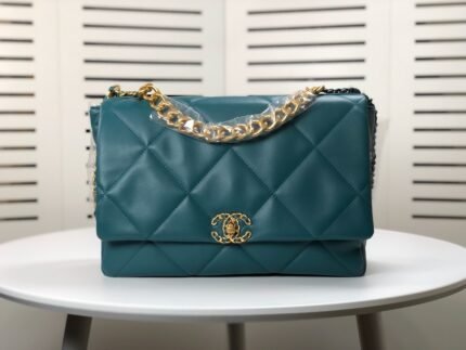 Chanel Lambskin Quilted Large19 Flap Shoulder Bag Handbag