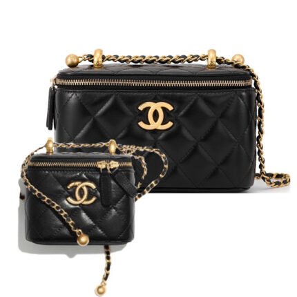 Chanel Double Golden-Ball Makeup Box Black Bag