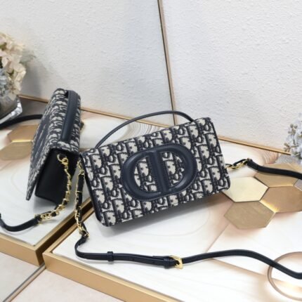 Dior CD Signature Mini Chain Handbag Blue Shoulder Bag Handbag