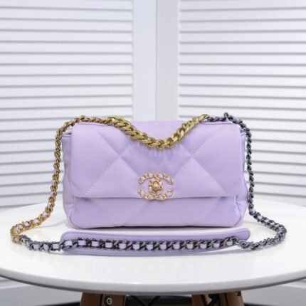 Chanel Lambskin Quilted Small 19 Flap Shoulder Bag Handbag