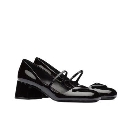 Prada Patent Leather Medium Low 4.5CM Sandals Slide