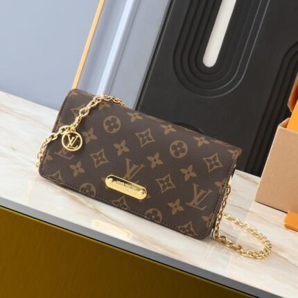 Louis Vuitton LV Monogram Lily wallet on chain Shoulder Bag Handbag
