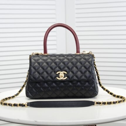 Chanel Stripe Gold Buckle Medium Shoulder Bag Handbag
