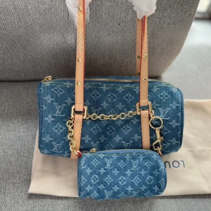 Louis Vuitton LV Denim PAPILLON Handbag Shoulder Bag