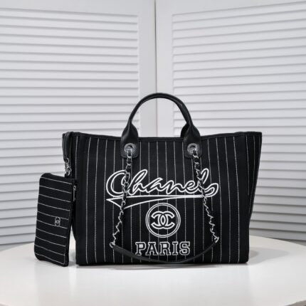 Chanel Cruise Chain Canvas Beach Bag Shopping bag Tote Shoulder Bag Handbag
