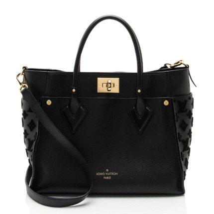 Louis Vuitton LV On My Side MM Black Leather Shoulder Bag Handbag