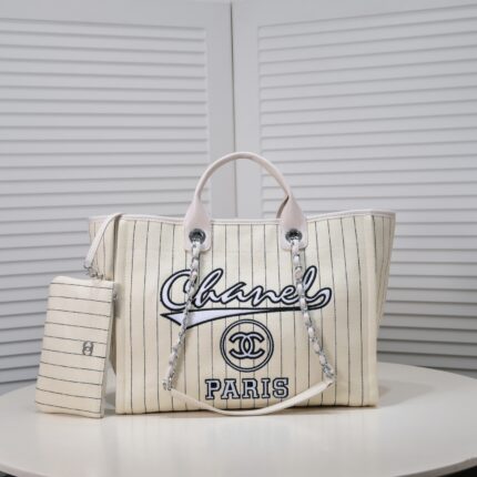 Chanel Cruise Chain Canvas Beach Bag Shopping bag Tote Shoulder Bag Handbag