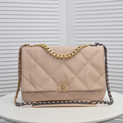 Chanel Lambskin Quilted Large19 Flap Shoulder Bag Handbag