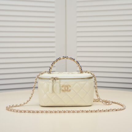 Chanel Pearl Handle Box Bag Makeup Shoulder Bag Handbag